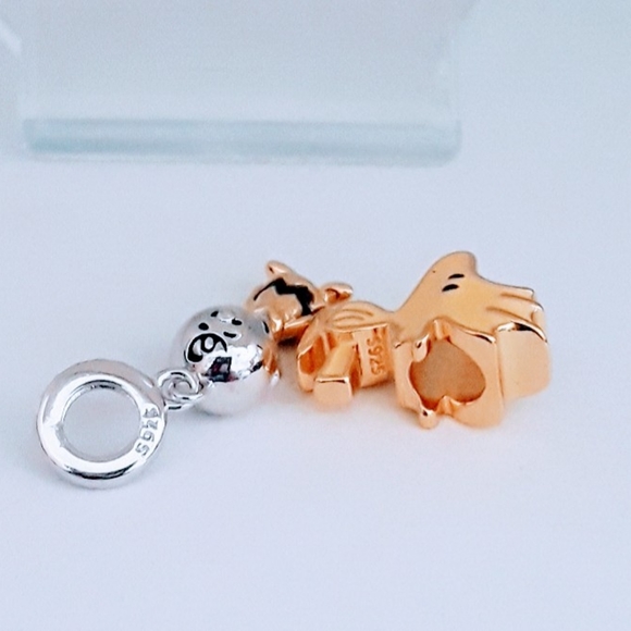 ( 2 ) Charms Charlie Brown & Woodstock charms S925 Silver Pandora compatible - Picture 4 of 4